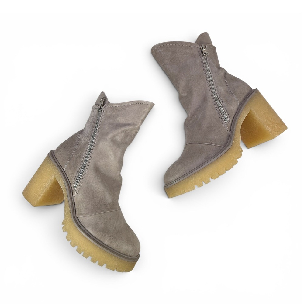 Free People Jack Zip Ankle Boots Womens 7.5 EU 38 Nickel Leather Platform Lug - Picture 7 of 14